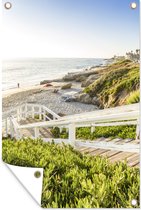 Tuindecoratie Trap leid naar het strand in Californië - 40x60 cm - Tuinposter - Tuindoek - Buitenposter
