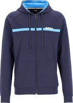 HUGO BOSS heren sweat vest (middeldik) - loungevest katoen met capuchon - blauw -  Maat: M