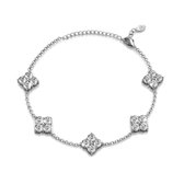 Shoplace ® - Bracelet trèfle femme avec cristaux Swarovski - Plaqué or blanc 18 carats - Bracelet Swarovski - Coffret cadeau - ⌀ 20cm - Argent