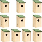 vidaXL Vogelhuisjes 10 st 12x12x22 cm massief vurenhout