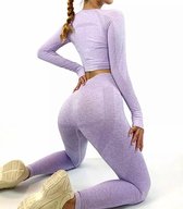 Sport Outfit Dames - Sportlegging - Crop Top - Lila Size S