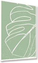 Akoestische panelen - Geluidsisolatie - Akoestische wandpanelen - Akoestisch schilderij AcousticBudget® - paneel met getekend monstera blad - design 62 - 70x50 - Wanddecoratie - wo