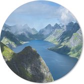 Muismat - Mousepad - Rond - Uitzicht over fjorden in Noorwegen - 40x40 cm - Ronde muismat
