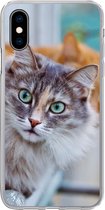 Geschikt voor iPhone X hoesje - Kat - Raam - Katten - Siliconen Telefoonhoesje