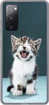Geschikt voor Samsung Galaxy S20 FE hoesje - Kat - Kitten - Miauw - Siliconen Telefoonhoesje