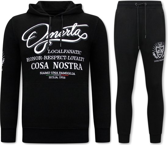 Exclusieve Heren Joggingspak - Omerta, Cosa Nostra - Zwart