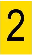 Mini cijfer stickers 2, geel zwart 22,8 x 38 mm - 12/vel
