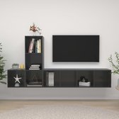 Decoways - 3-delige Tv-meubelset spaanplaat hoogglans grijs