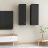 Decoways - Tv-meubelen 2 stuks 30,5x30x90 cm spaanplaat hoogglans zwart