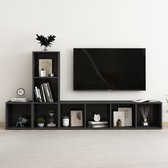 Decoways - 3-delige Tv-meubelset spaanplaat hoogglans zwart