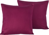 De Witte Lietaer Sierkussensloop Set Olivia Beet Red - 40 x 40 cm - Satijn Katoen