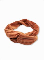 Duurzaam cadeau - Flexibele haarband - Ijzerdraad - Velours Roze - 90 cm - Dames haarbanden - Knoop cross knitted – Haaraccessoires