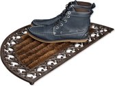 Relaxdays 1x deurmat gietijzer borstels - voetmat - metaal - antiek design - bruin/brons