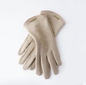 Dames suede look designer handschoen beige met touchscreen functie