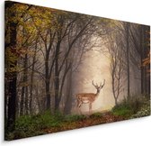 Schilderij - Hert in het Bos, 5 maten, Premium Print