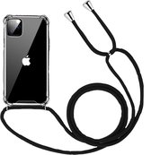 iPhone 11 transparant TPU hoesje met koord - Zwart koord - TPU - Stevig - Telehoesje - Goedkoop - Necklace - Neckstrap - Telefoon koord - Telefoonhoesje met koord - Ketting koord -
