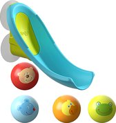 Best4u Badplezier, waterglijbaan, kogelbaan, badspeelgoed met kleine waterglijbaan en 4 diermotiefballen, speelgoed vanaf 3 jaar