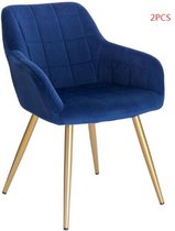 Eetkamerstoelen - Set van 2/4 - Vintage fluwelen fauteuils - Accent stoelen - voor woonkamer slaapkamer keuken - met metalen stoelpoten - 2 stuks - 02