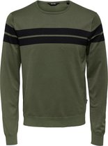 Only & Sons Trui Onswyler Life Ls Stripe Crew Knit 3 22023342 Olive Night Mannen Maat - XXL