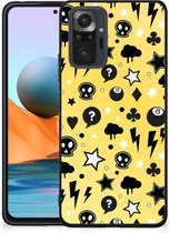 Telefoon Hoesje Xiaomi Redmi Note 10 Pro Silicone Back Cover met Zwarte rand Punk Yellow