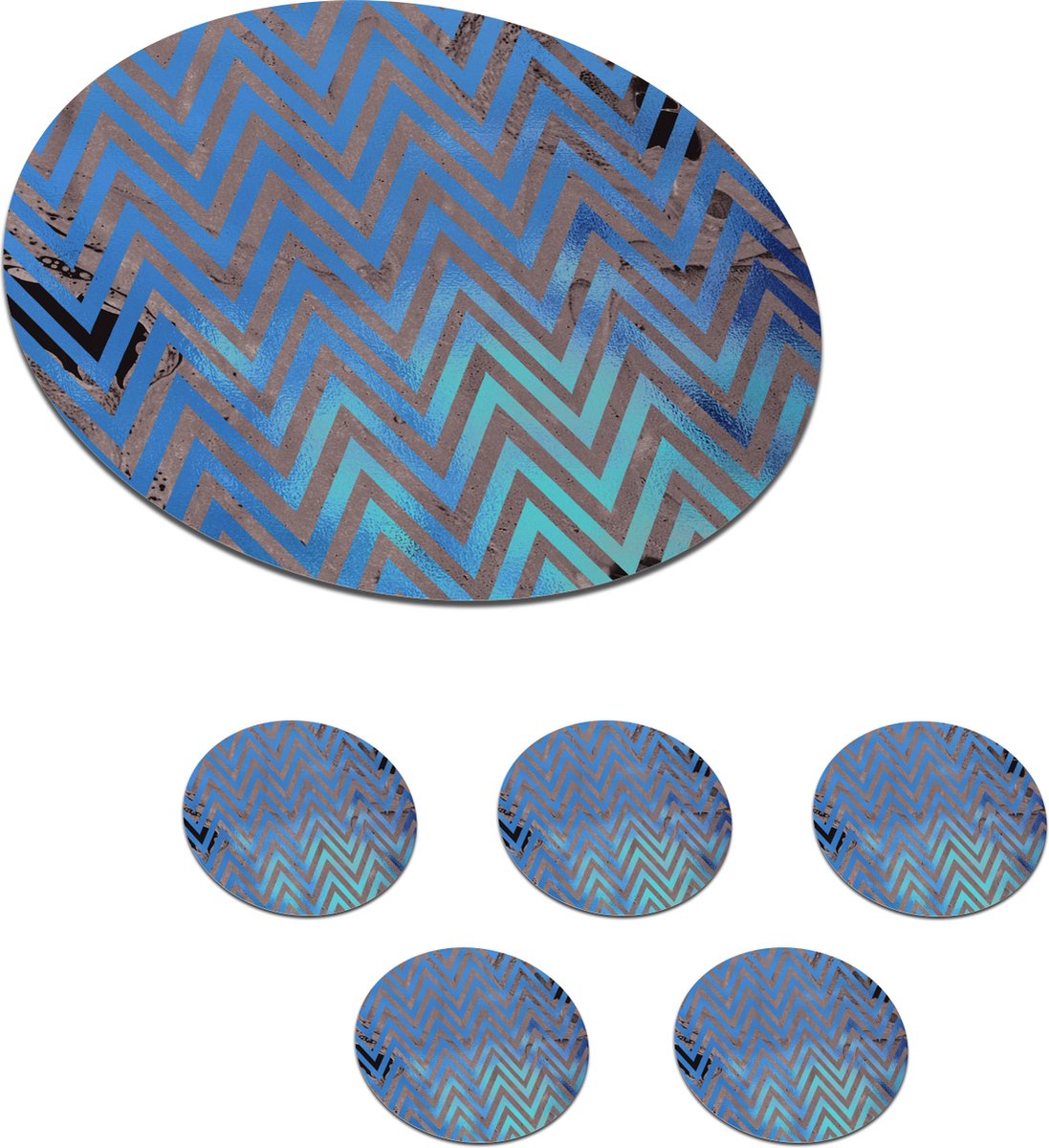 Onderzetters voor glazen - Rond - Marmer - Koper - Grijs - Wit - 10x10 cm - Glasonderzetters - 6 stuks