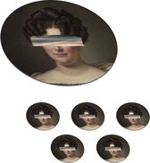 Sous-verres de verres - Rond - Art - Femme - Peinture - 10x10 cm - Dessous de verre - 6 pièces