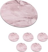 Onderzetters voor glazen - Rond - Marmer - Roze - Luxe - 10x10 cm - Glasonderzetters - 6 stuks