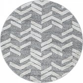 Rond Modern tapijt met klinker design in de kleur grijs en wit
