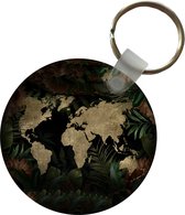 Porte-clés - Carte du Wereldkaart - Plantes - Rétro - Plastique - Rond - Cadeau de Noël - Cadeaux de Noël - Cadeau de Noël