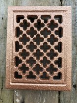 1 grille air chaud/ventilation pour cheminée, rectangulaire, fonte couleur bronze-cuivre