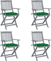 Decoways - Tuinstoelen 4 stuks inklapbaar met kussens massief acaciahout