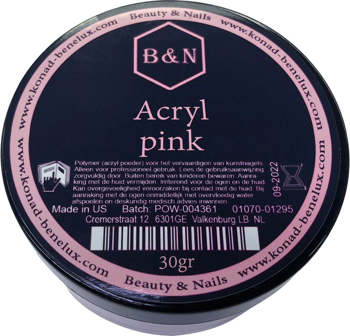 Acryl - pink - 30 gr | B&N - acrylpoeder - VEGAN - acrylpoeder