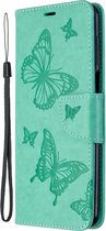 Xiaomi Redmi Note 9 Pro Hoesje - Mobigear - Butterfly Serie - Kunstlederen Bookcase - Turquoise - Hoesje Geschikt Voor Xiaomi Redmi Note 9 Pro