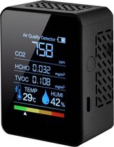 Lavazo® CO2 Meter - Hygrometer Binnen - CO2 Meter Binnen - Hydrometer - CO2 Meter Horeca - Hygrometer - CO Meter - CO2 Monitor - Zwart