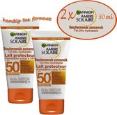 Garnier Ambre Solaire SPF 50 travelsize Zonnebrandcrème- 2x 50 ml - Hydraterend