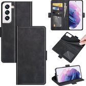 Samsung Galaxy S22 Hoesje - MobyDefend Luxe Wallet Book Case (Sluiting Zijkant) - Zwart - GSM Hoesje - Telefoonhoesje Geschikt Voor Samsung Galaxy S22