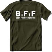 Bier BFF T-Shirt | Unisex Kleding | Dames - Heren Feest shirt | Drank | Grappig Verjaardag Cadeau tekst | - Leger Groen - S