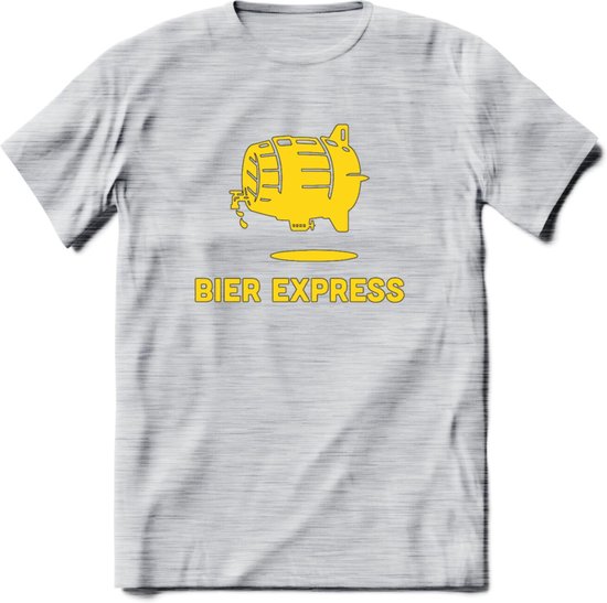 Bier express T-Shirt | Unisex Kleding | Dames - Heren Feest shirt | Drank | Grappig Verjaardag Cadeau tekst | - Licht Grijs - Gemaleerd - 3XL