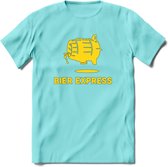Bier express T-Shirt | Unisex Kleding | Dames - Heren Feest shirt | Drank | Grappig Verjaardag Cadeau tekst | - Licht Blauw - XL