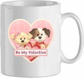 Mok 'Be mine valentine, puppy's' | Valentijn | Valentine | Kadootje voor hem| Kadootje voor haar | Liefde