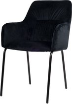 Miley Eetkamerstoel - Zwart | Velvet | Stoelen met zwart stalen poten | Design eetkamerstoelen
