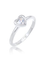 Elli Dames Ring Dames Hart Liefde met Zirkonia Kristallen in 925 Sterling Zilver Verguld