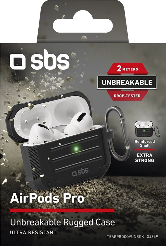 SBS Shockproof Hoesje Hoesje - Geschikt voor Apple AirPods Pro 1 - Gsm case  - Zwart | bol.com