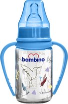 Bambino Blauw 125 ml Glazen Fles met Grip Handvatten B015
