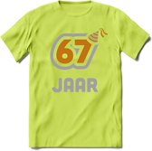67 Jaar Feest T-Shirt | Goud - Zilver | Grappig Verjaardag Cadeau Shirt | Dames - Heren - Unisex | Tshirt Kleding Kado | - Groen - M
