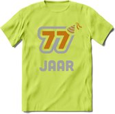 77 Jaar Feest T-Shirt | Goud - Zilver | Grappig Verjaardag Cadeau Shirt | Dames - Heren - Unisex | Tshirt Kleding Kado | - Groen - XL