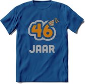 46 Jaar Feest T-Shirt | Goud - Zilver | Grappig Verjaardag Cadeau Shirt | Dames - Heren - Unisex | Tshirt Kleding Kado | - Donker Blauw - 3XL