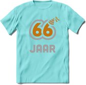 66 Jaar Feest T-Shirt | Goud - Zilver | Grappig Verjaardag Cadeau Shirt | Dames - Heren - Unisex | Tshirt Kleding Kado | - Licht Blauw - S