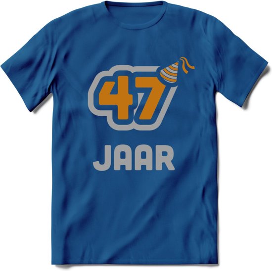 47 Jaar Feest T-Shirt | Goud - Zilver | Grappig Verjaardag Cadeau Shirt | Dames - Heren - Unisex | Tshirt Kleding Kado | - Donker Blauw - 3XL