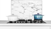 Spatscherm keuken 70x50 cm - Kookplaat achterwand Zwarte patronen door wit marmer - Muurbeschermer - Spatwand fornuis - Hoogwaardig aluminium